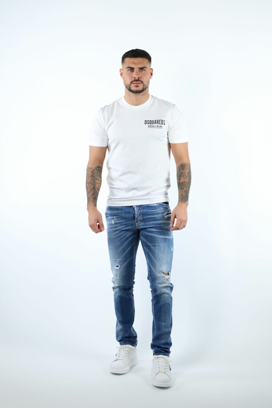 Camiseta blanca con minilogo "ceresio 9, milano" - 106599