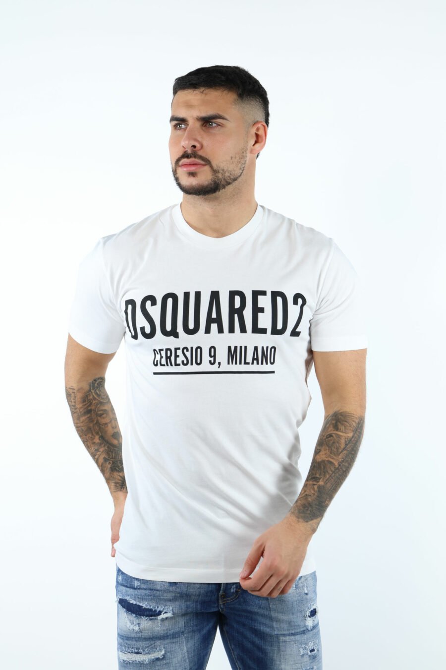 Weißes T-Shirt mit Maxilogo "ceresio 9, milano" - 106682