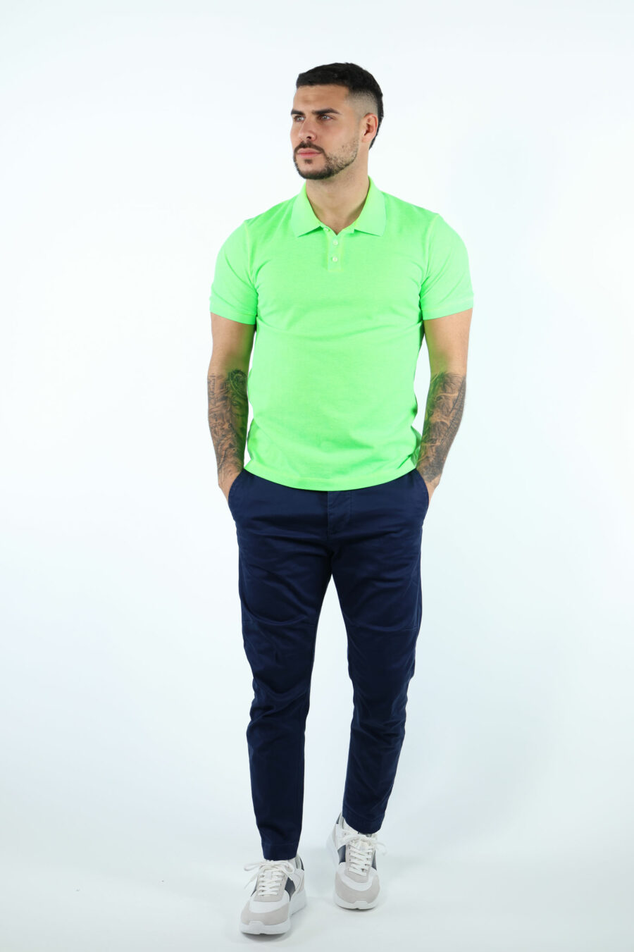Neon green "tennis fit" polo shirt with "icon" logo on the back - 106696