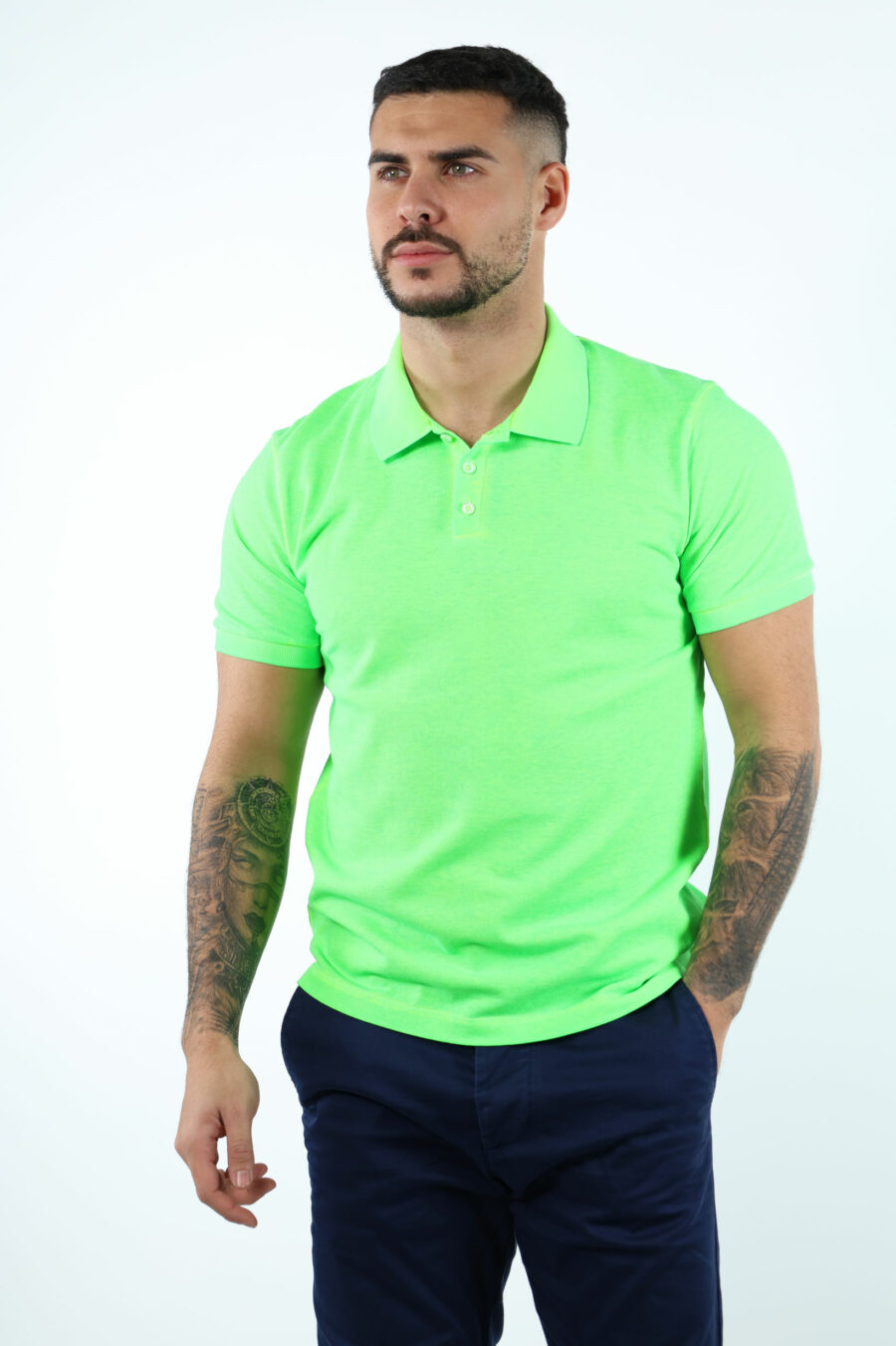 Neongrünes "Tennis Fit" Poloshirt mit "Icon" Logo auf dem Rücken - 106697