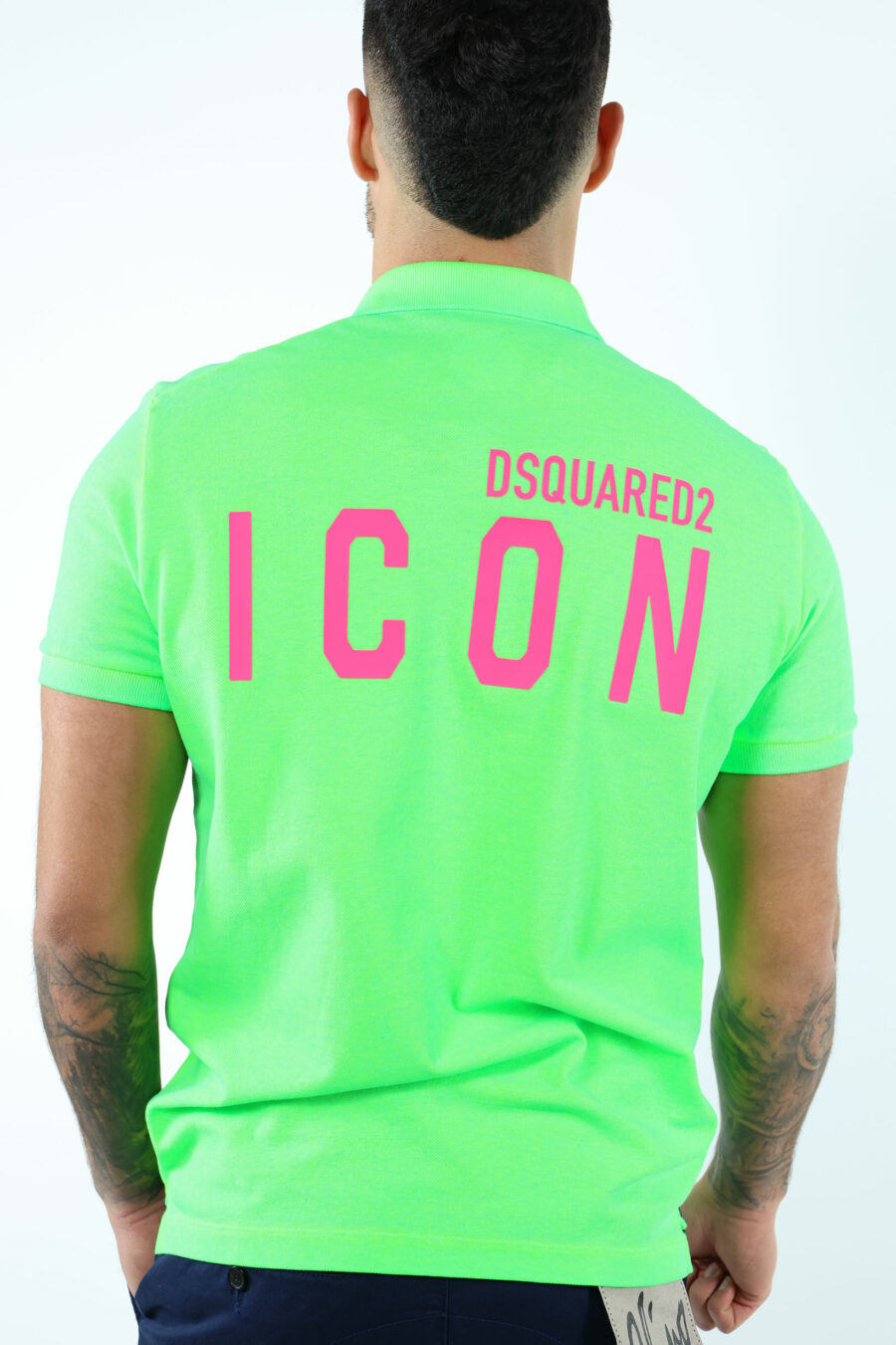 Neon green "tennis fit" polo shirt with "icon" logo on the back - 106699