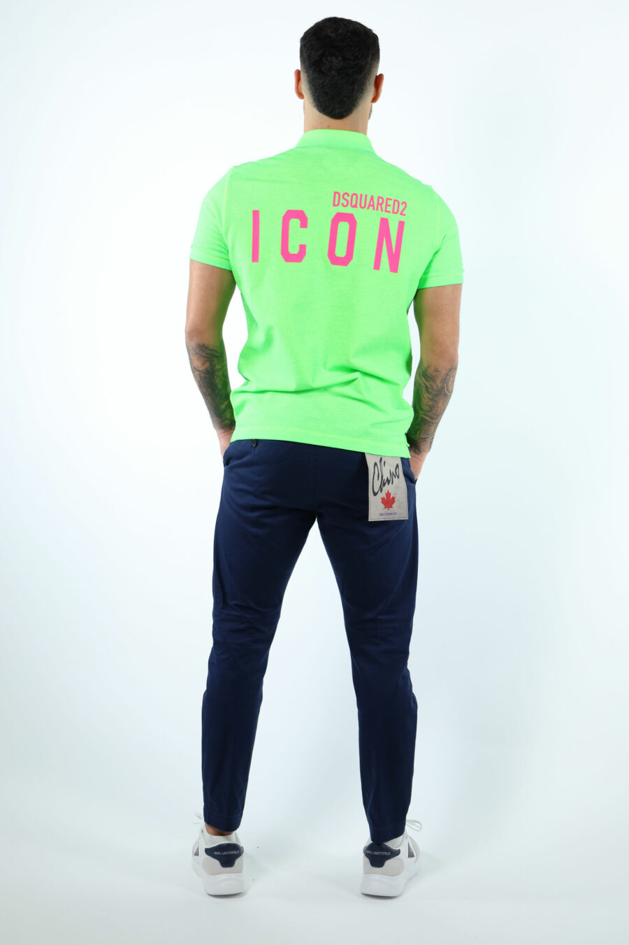 Neon green "tennis fit" polo shirt with "icon" logo on the back - 106700