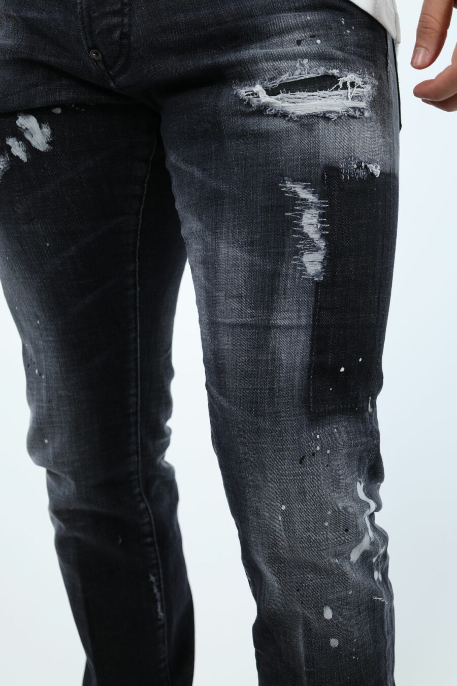 Calças de ganga "cool guy jean" pretas com rasgões e desgastadas - 106755