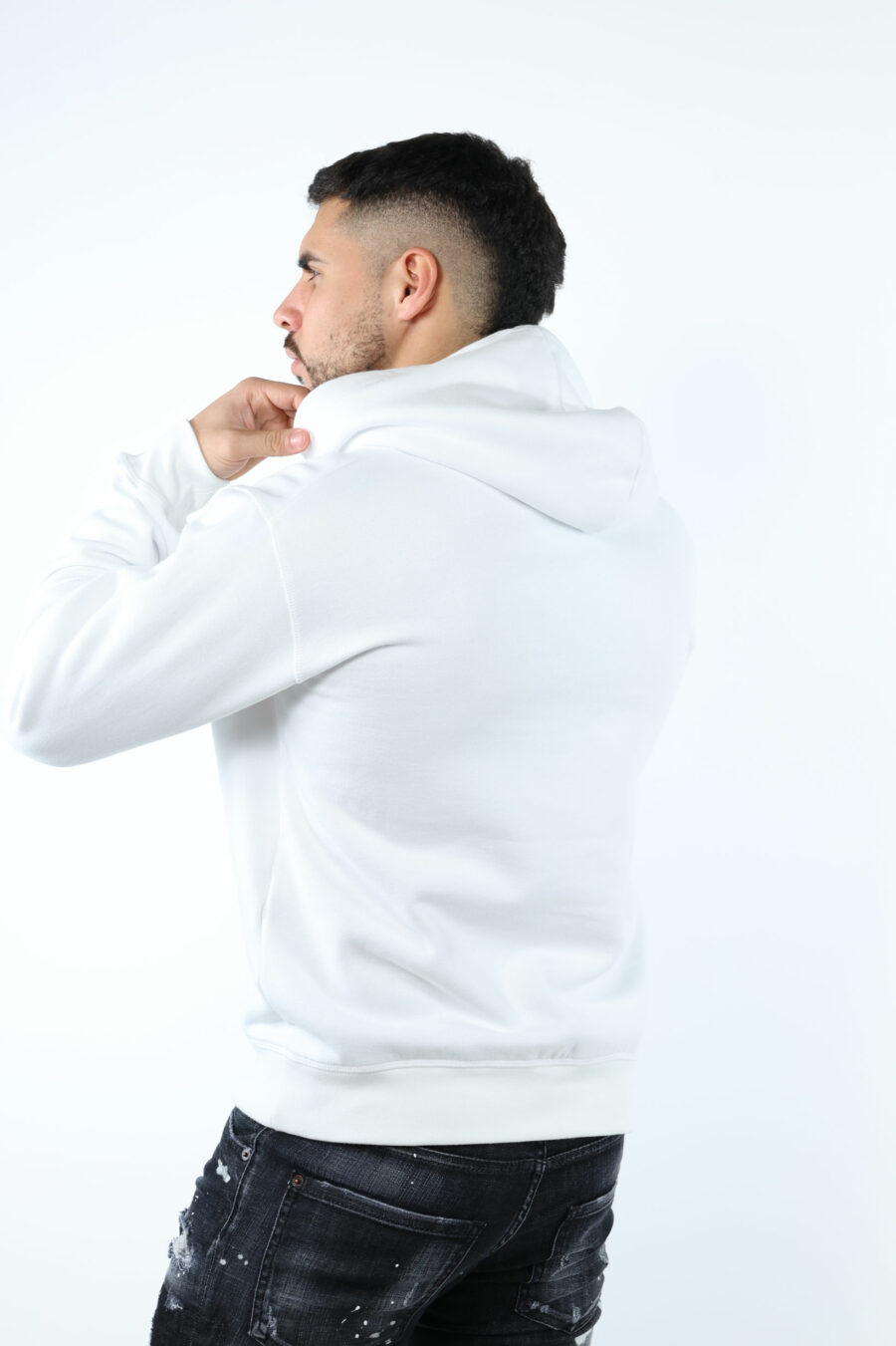 Weißes Kapuzensweatshirt mit vertikalem "icon splash" Maxilogo - 106773