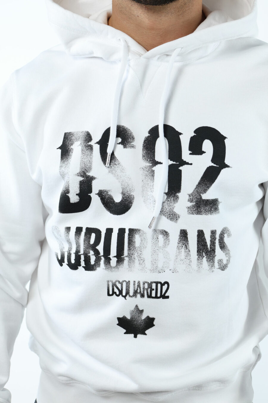 Weißes Kapuzensweatshirt mit Maxillogo "suburbans" - 106783