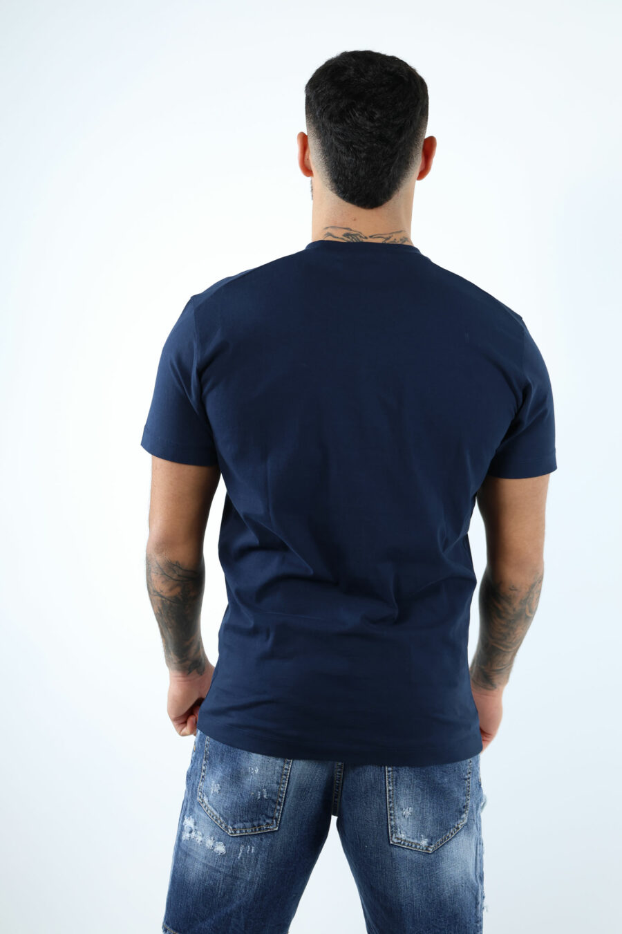 Dunkelblaues T-Shirt mit "ceresio 9, milano" Maxilogo - 106849