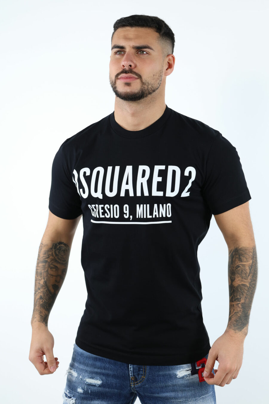 Schwarzes T-shirt mit Maxilogo "ceresio 9 milano" - 106862