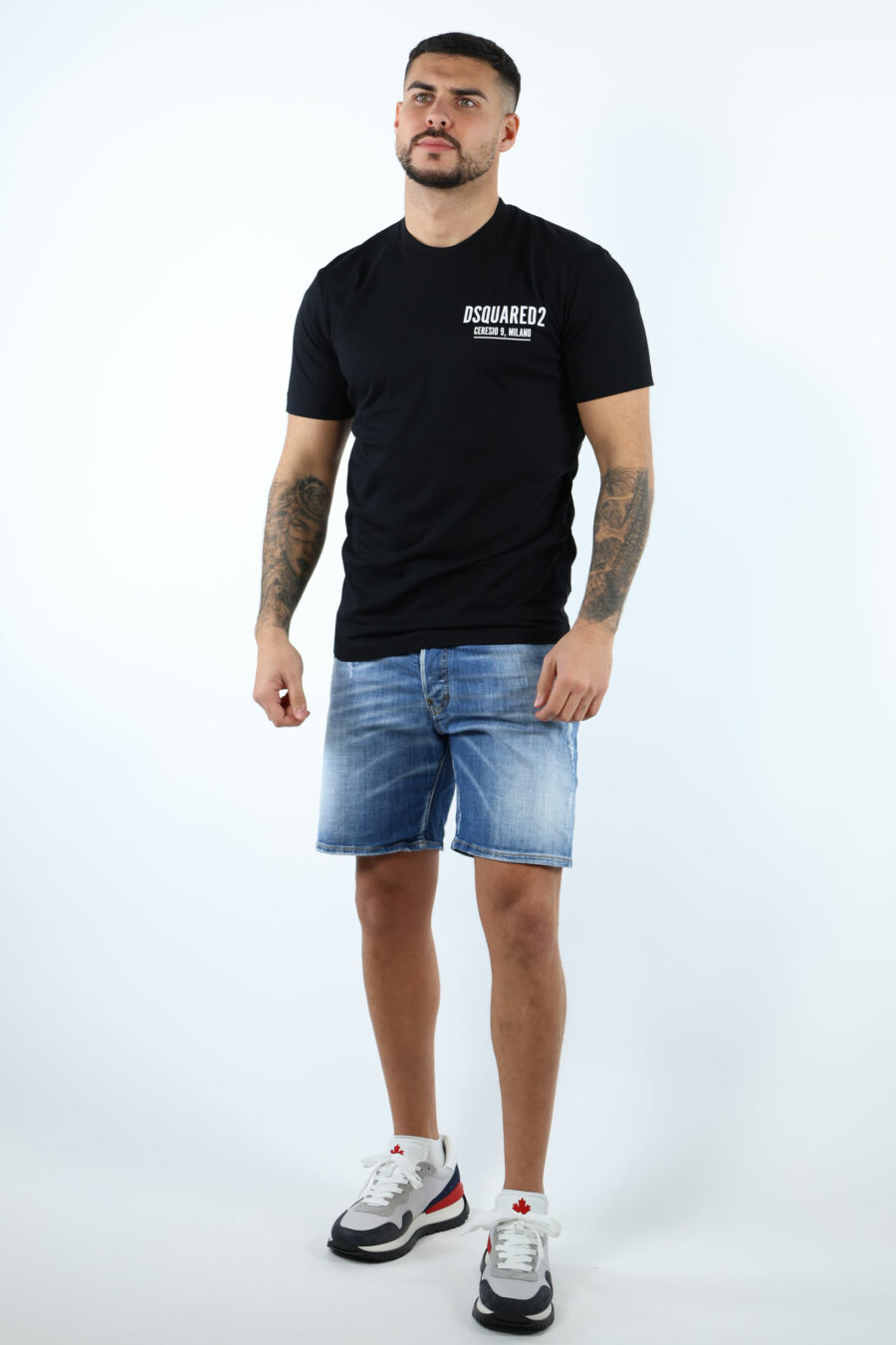 Schwarzes T-Shirt mit Minilogue "ceresio 9, milano" - 106876