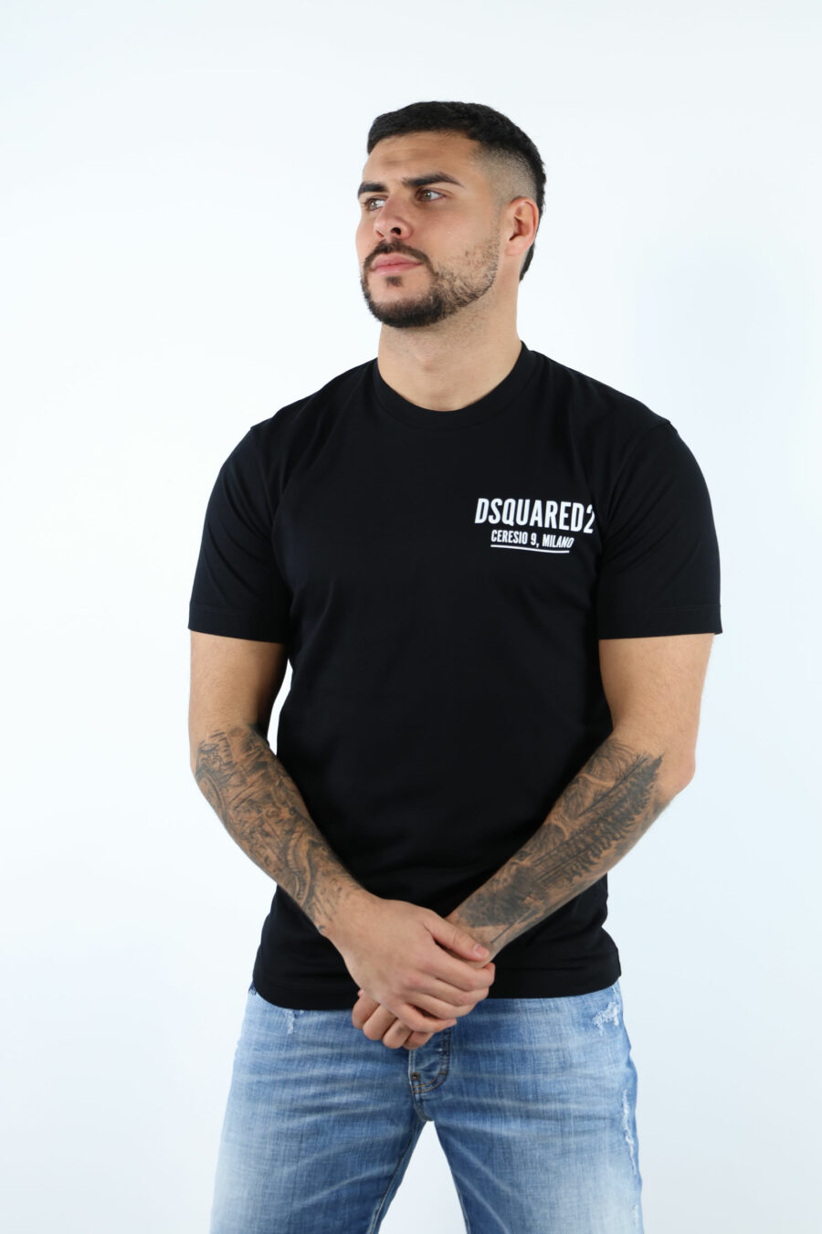 Camiseta negra con minilogo "ceresio 9, milano" - 106877