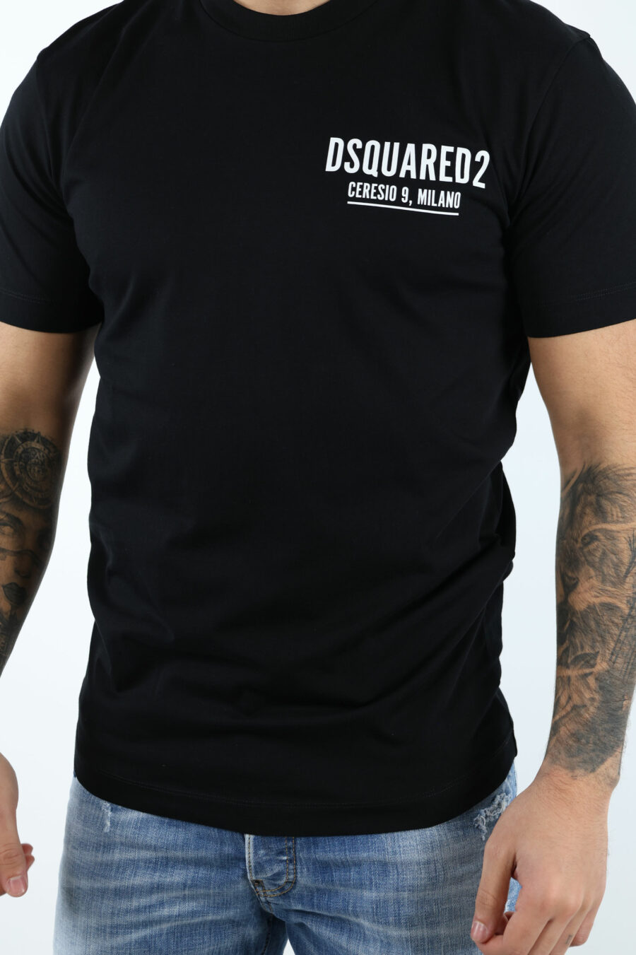 Schwarzes T-shirt mit Minilogo "ceresio 9, milano" - 106878