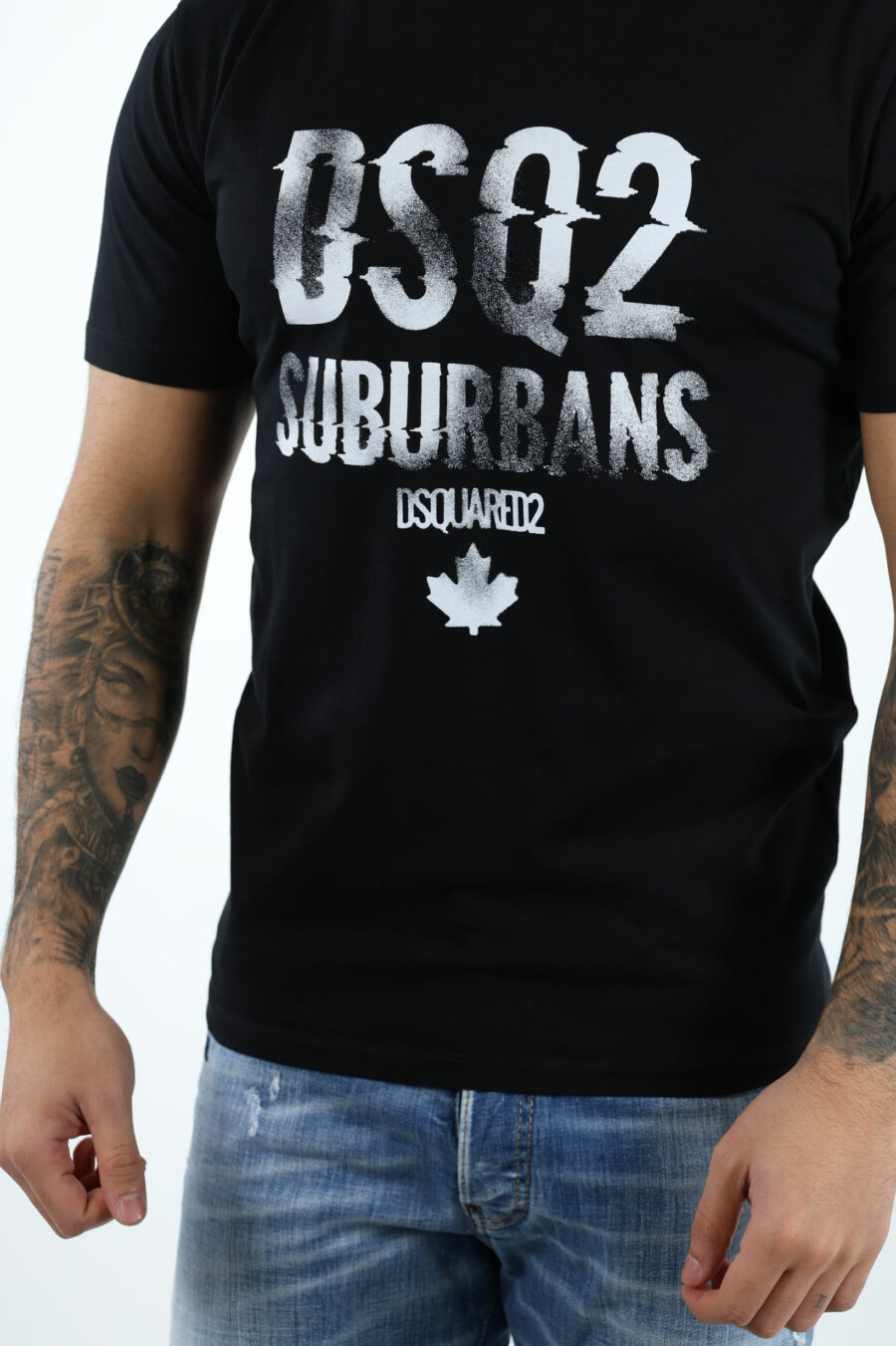 T-shirt noir avec maxilogo "suburbans" blanc - 106889