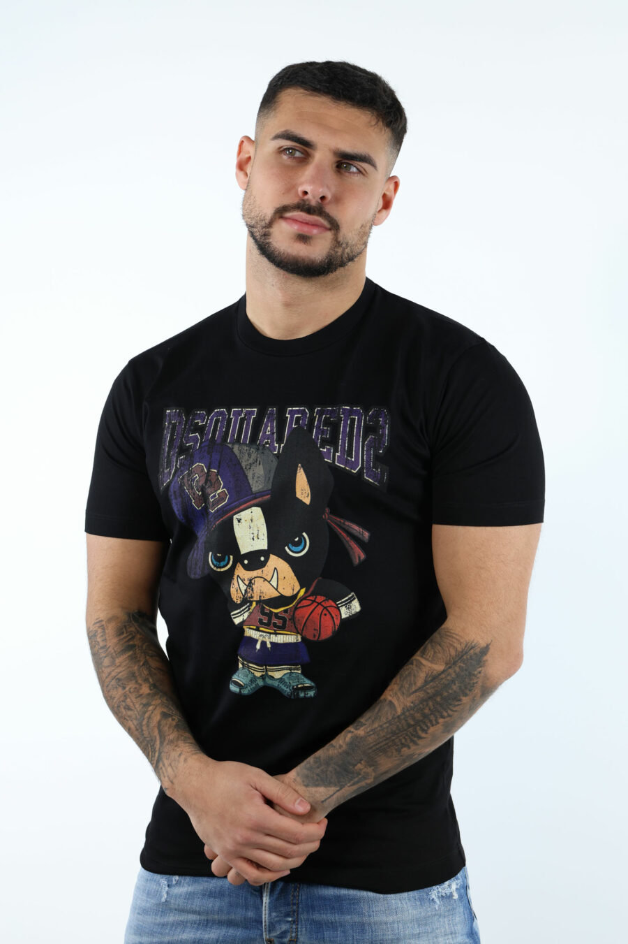 Schwarzes T-Shirt mit Basketball Hund maxilogo - 106893
