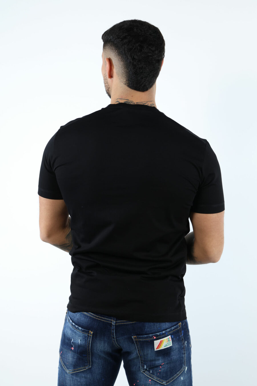 Camiseta negra con maxilogo "icon" naranja neon borroso - 106907
