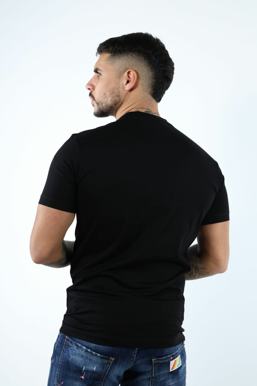T-shirt preta com maxilogo "icon" verde néon esbatido - 106923