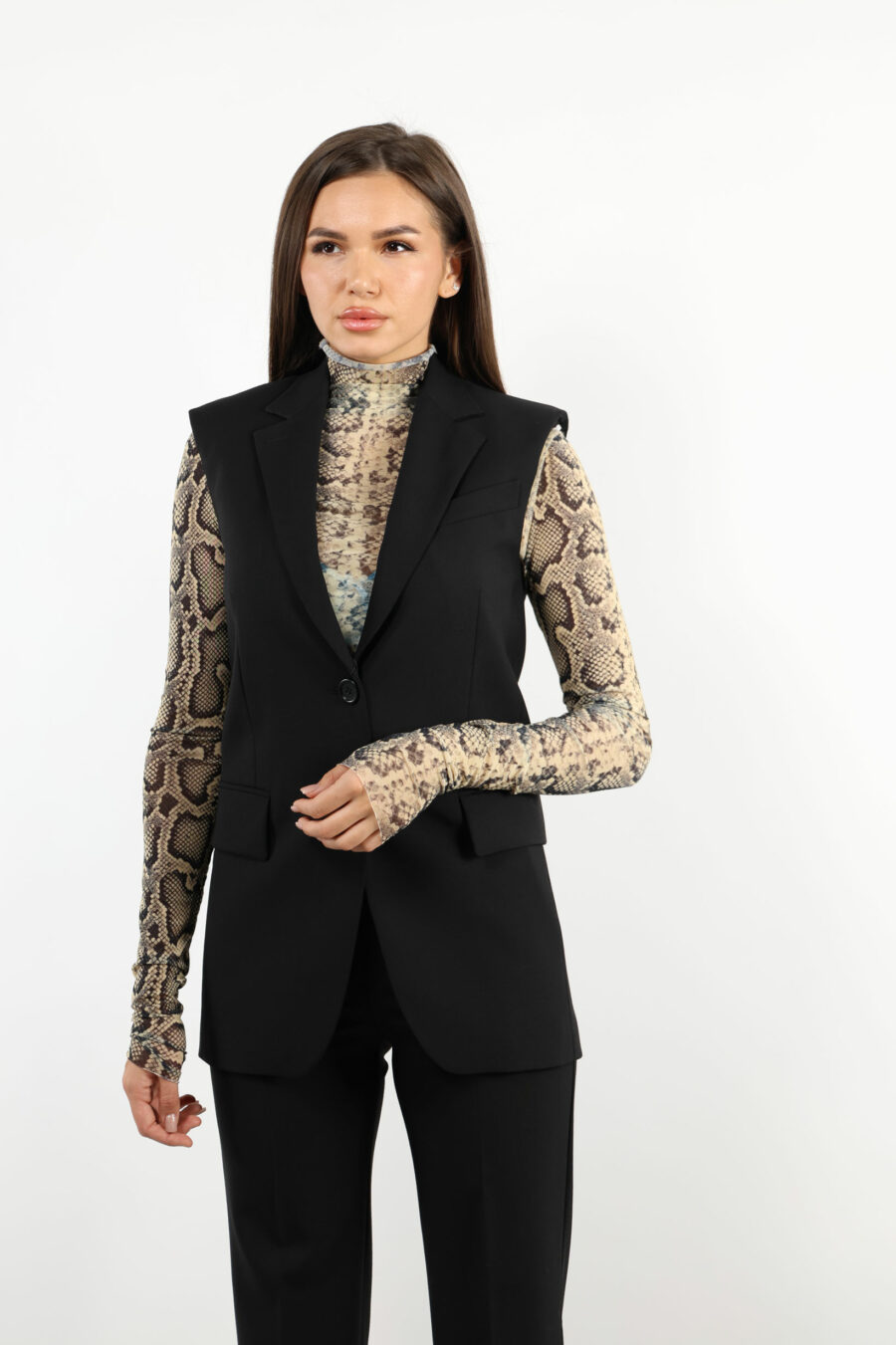 Black blazer style waistcoat - 109353