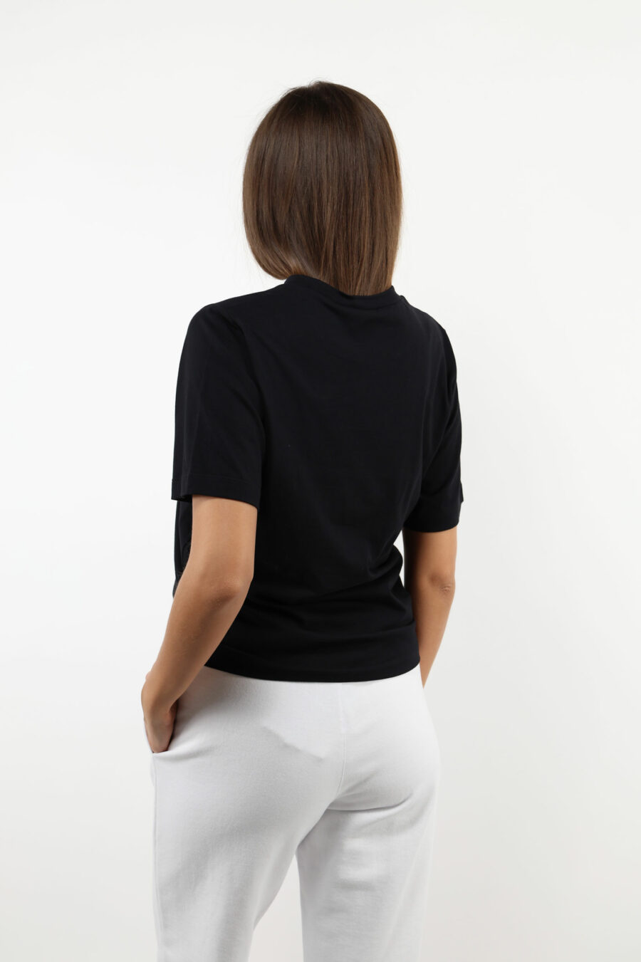 Camiseta negra "oversize" con maxilogo "icon darling" - 109752