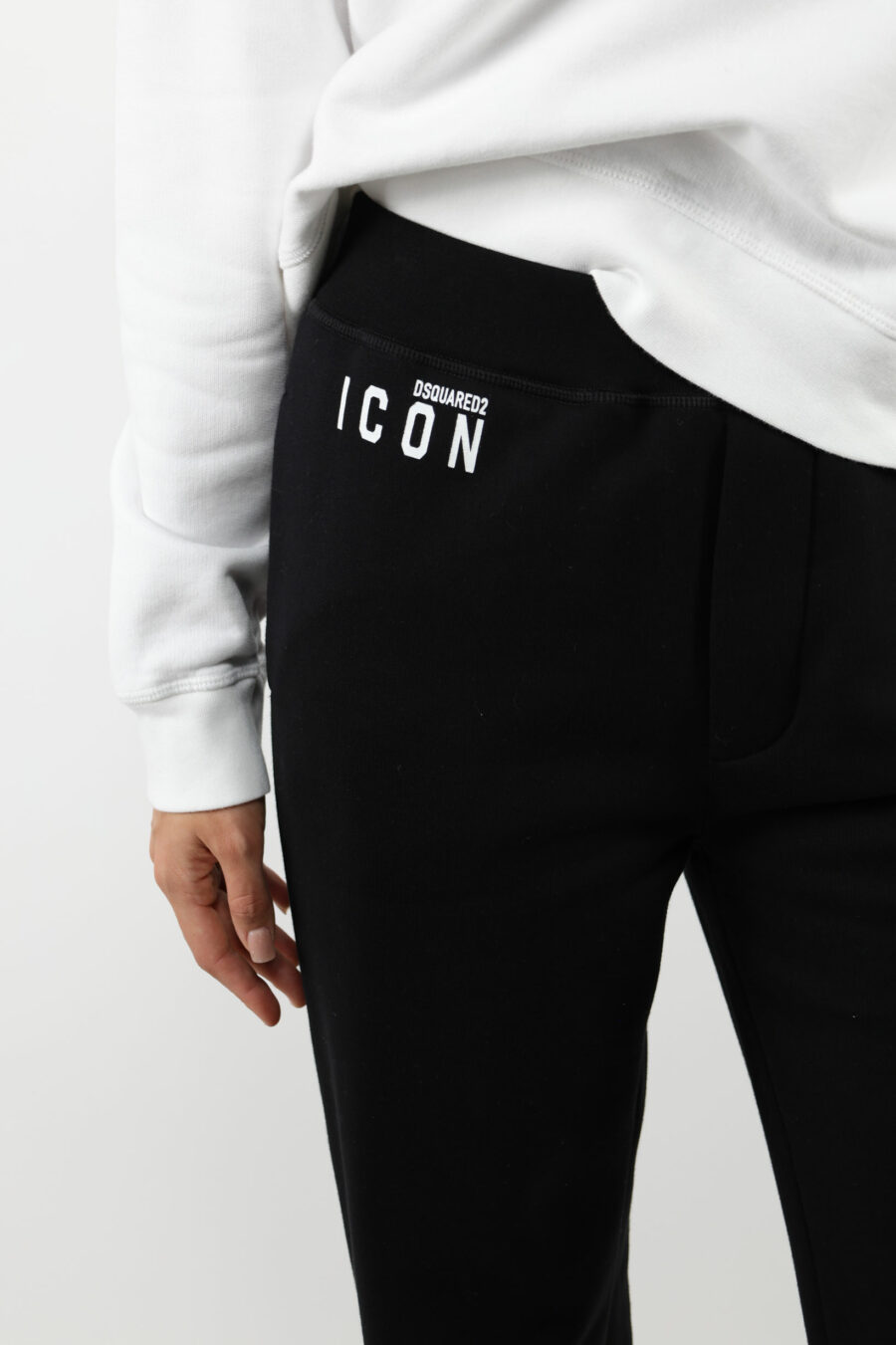 Pantalón de chándal negro con minilogo "icon" y bota ancha - 109770