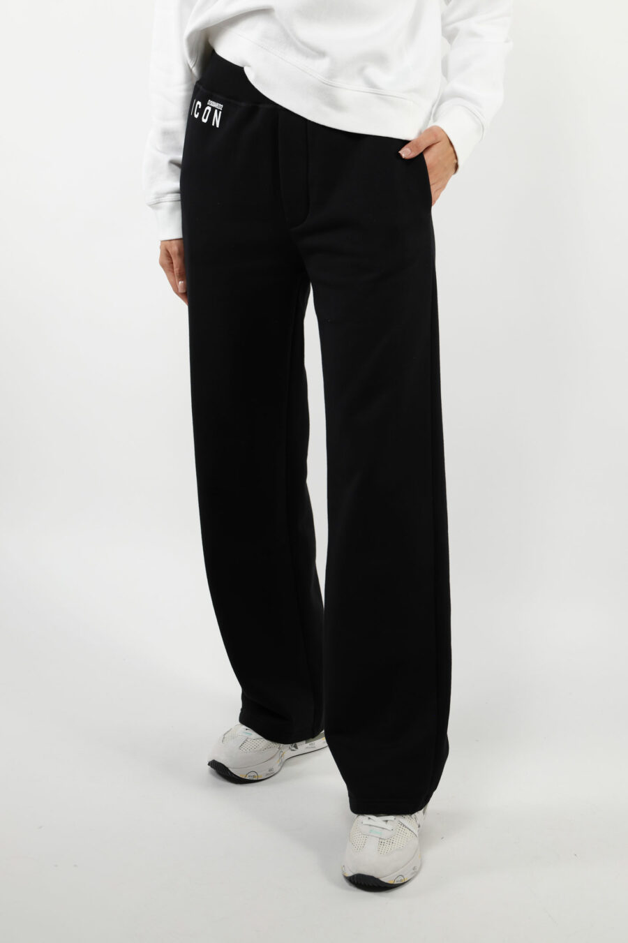 Pantalón de chándal negro con minilogo "icon" y bota ancha - 109771