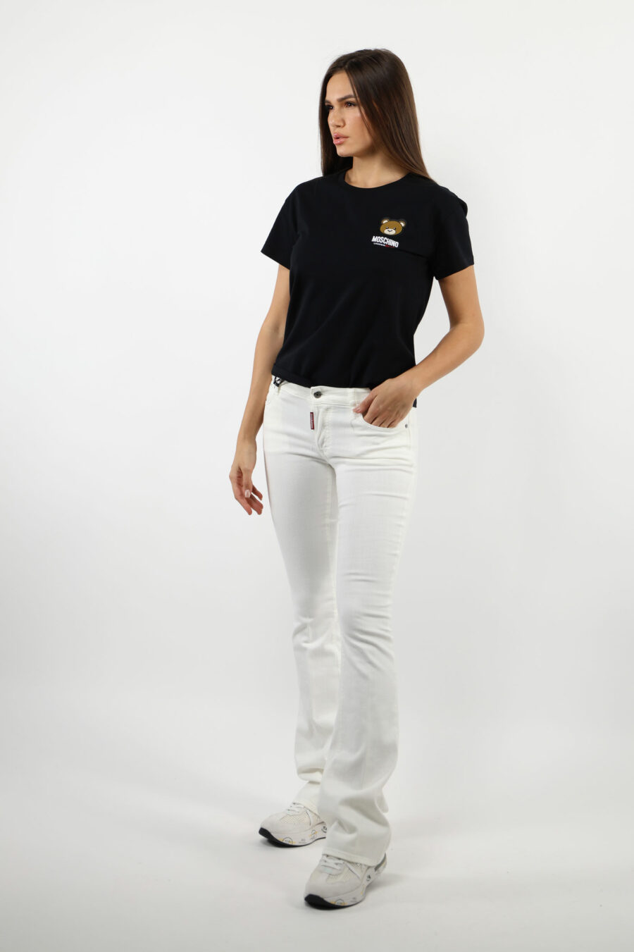 Weiße "twiggy jean" Jeans mit breitem Stiefel - 109795