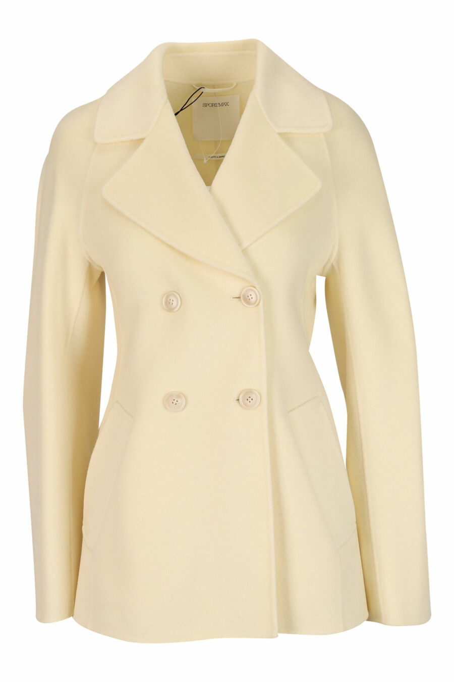 Manteau court de couleur vanille avec ceinture - 20810241060082 écaillé