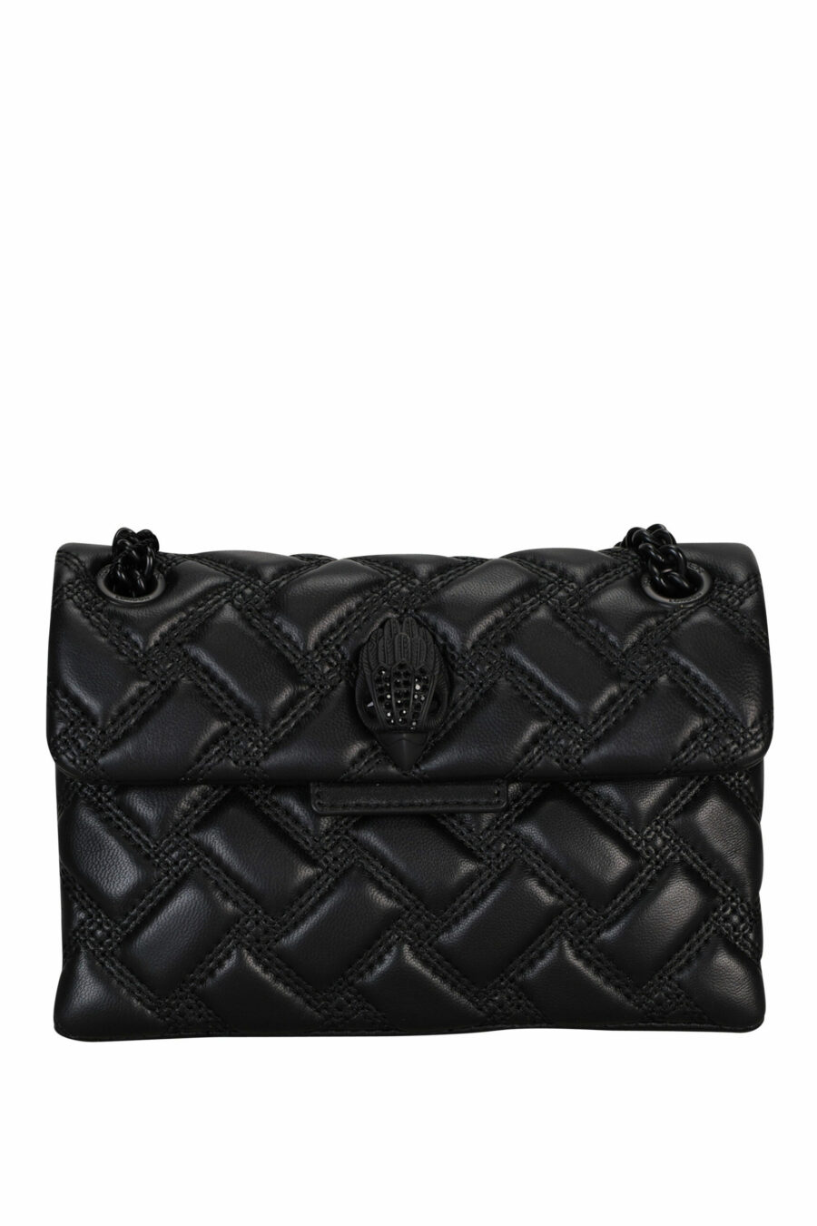 Mini black shoulder bag with diagonal lines and black eagle logo with black cristrals - 5020413709135 scaled