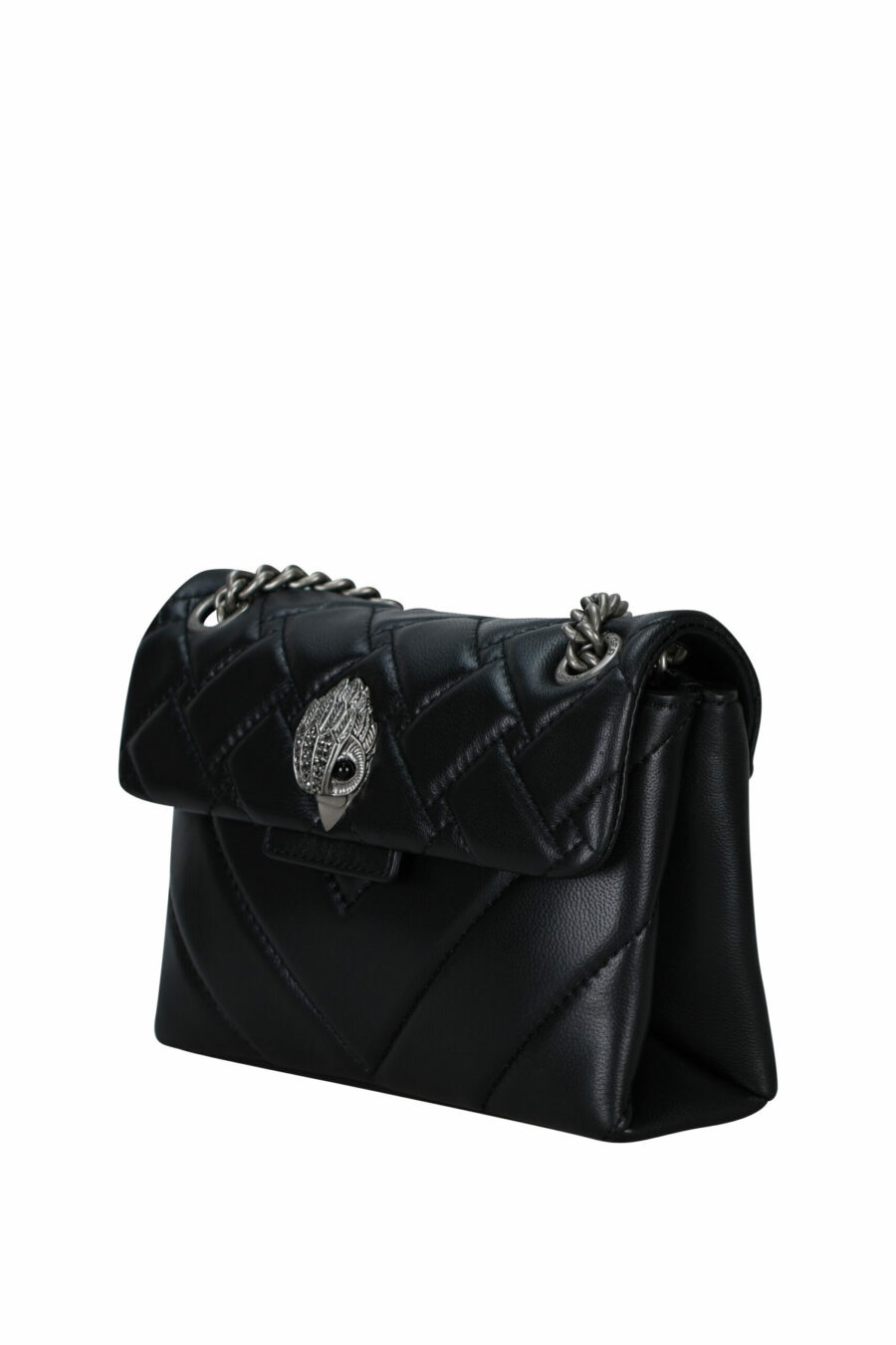 Mini black quilted shoulder bag with silver eagle logo with black crystals - 5045065997525 1 scaled
