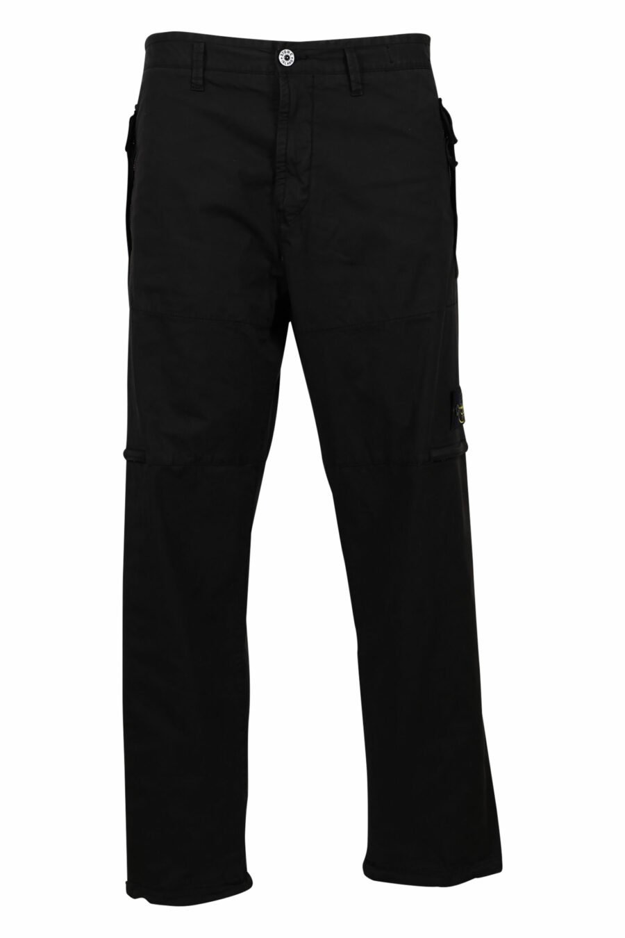 Black cargo trousers with pockets and logo patch - 8052572731846 scaled