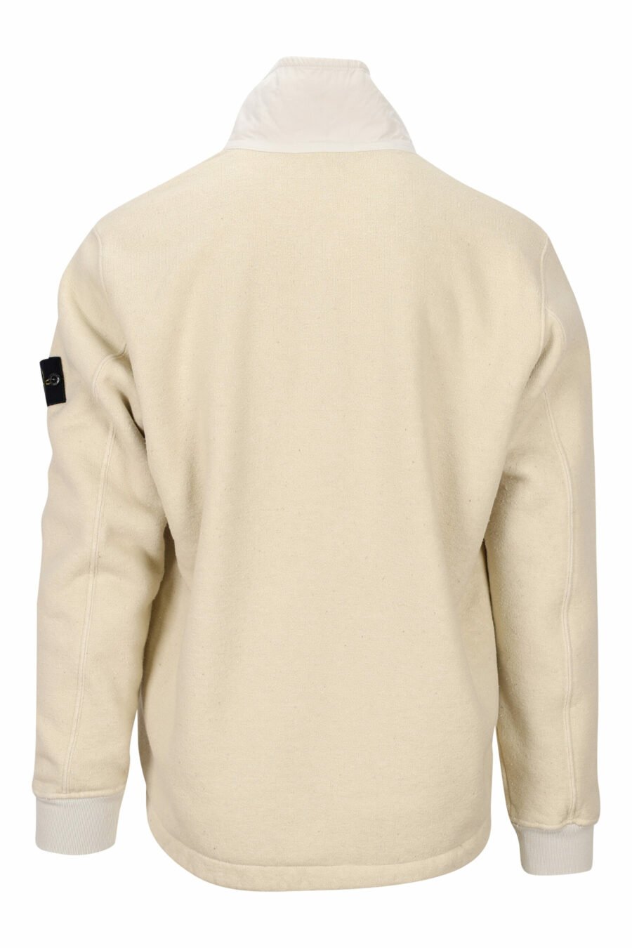 Beigefarbenes Mix-Sweatshirt mit Reißverschluss und Fleecekragen - 8052572757938 2 skaliert