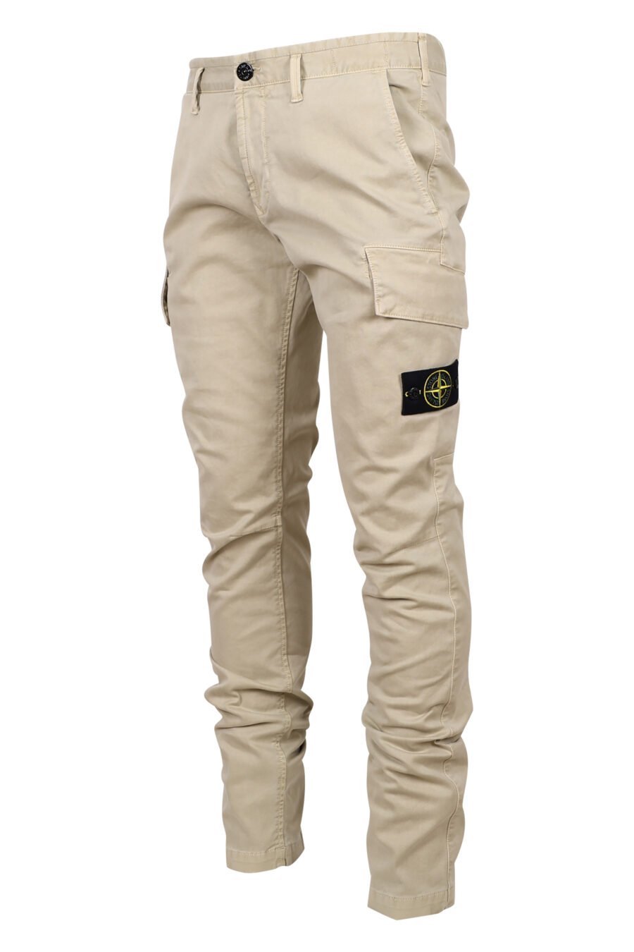 Stone Island - Pantalón beige cargo con logo parche lateral - BLS Fashion
