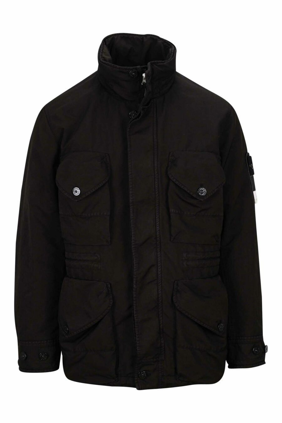 Black parka with pockets and logo patch on the side - 8052572794827 scaled