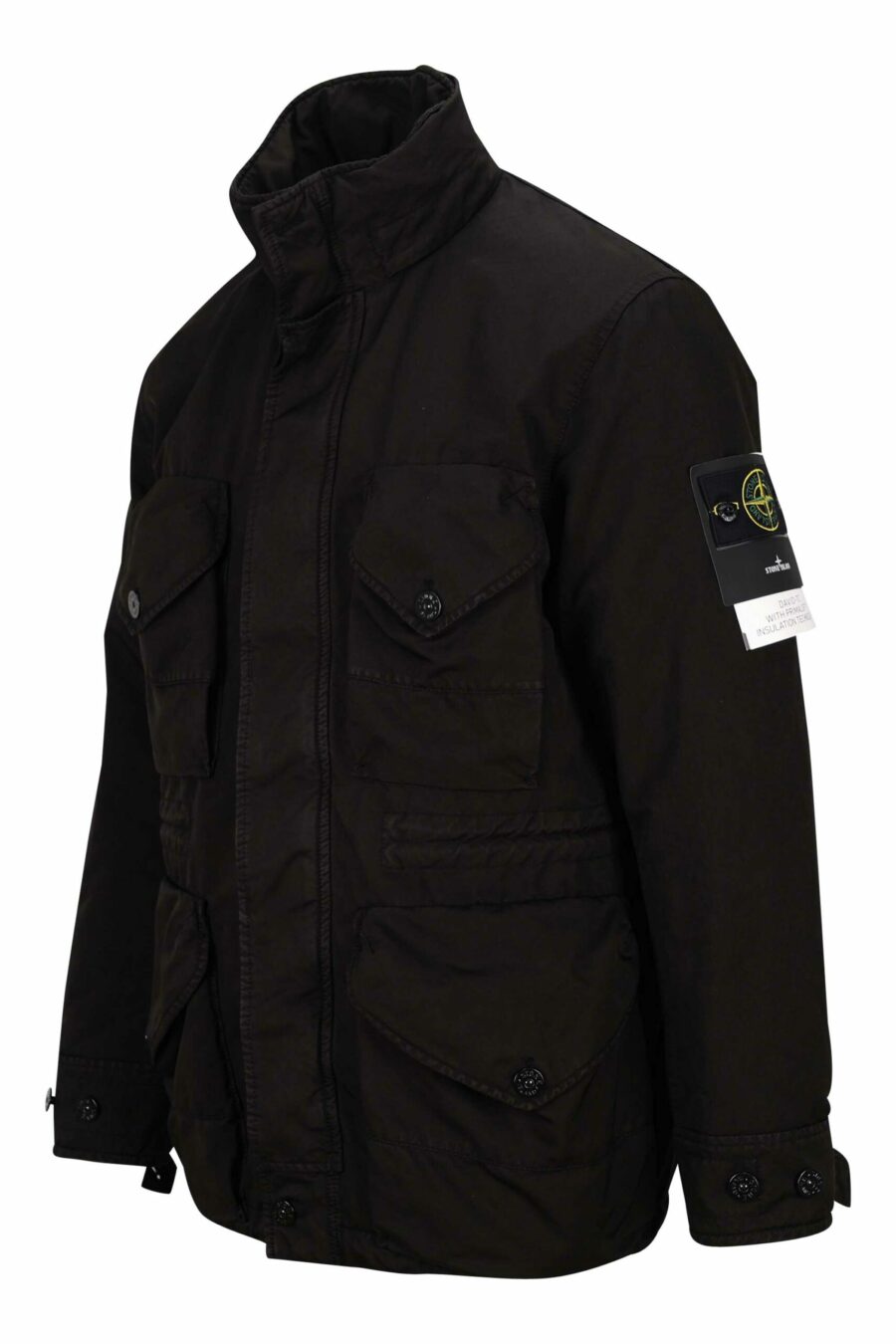 Black parka with pockets and logo patch on the side - 8052572794827 1 scaled