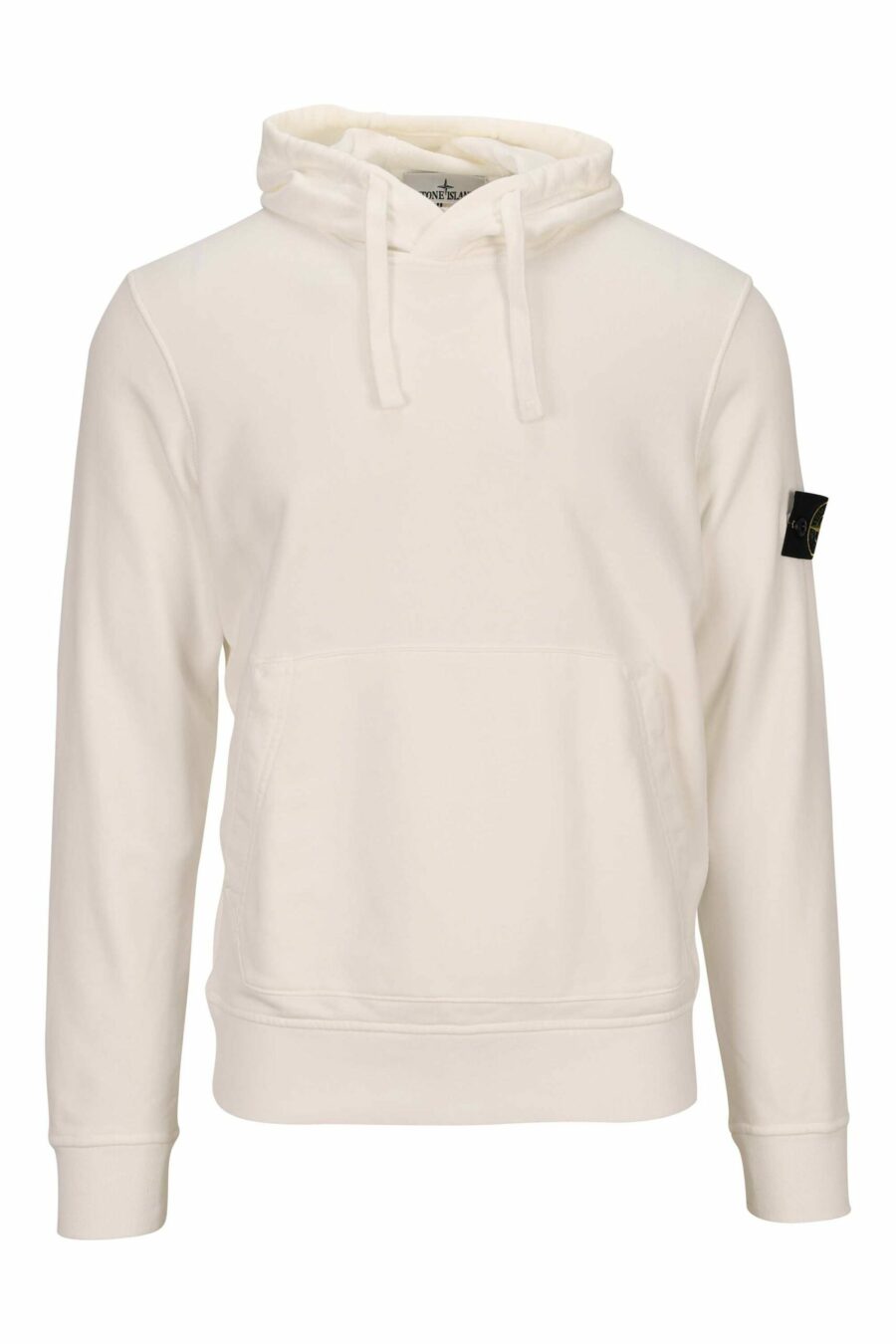 White hooded sweatshirt with compass logo patch - 8052572854187 scaled