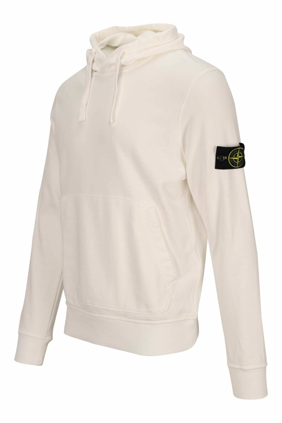 White hooded sweatshirt with compass logo patch - 8052572854187 1 scaled