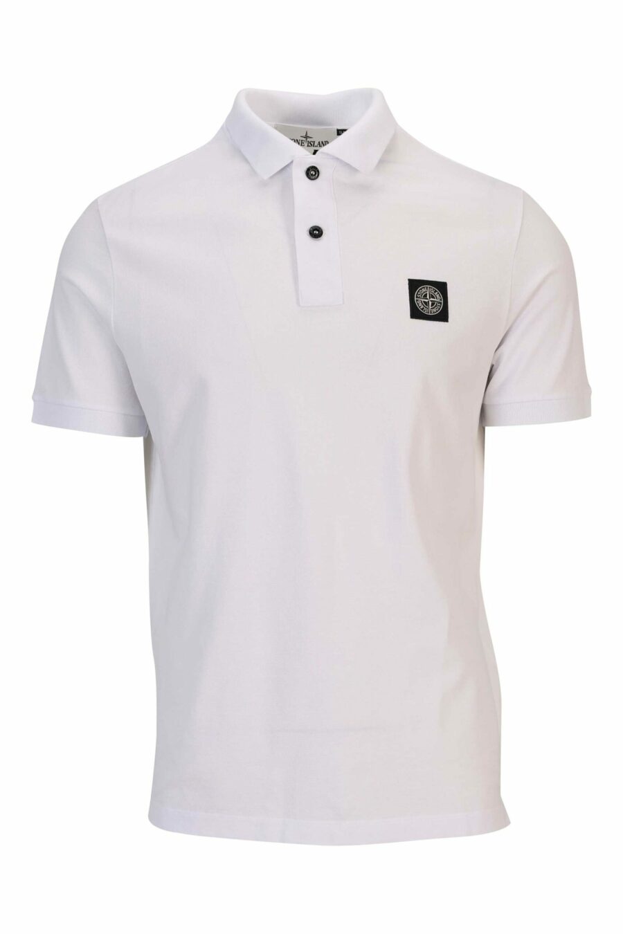 White slim fit polo shirt with mini logo compass patch - 8052572856815 scaled