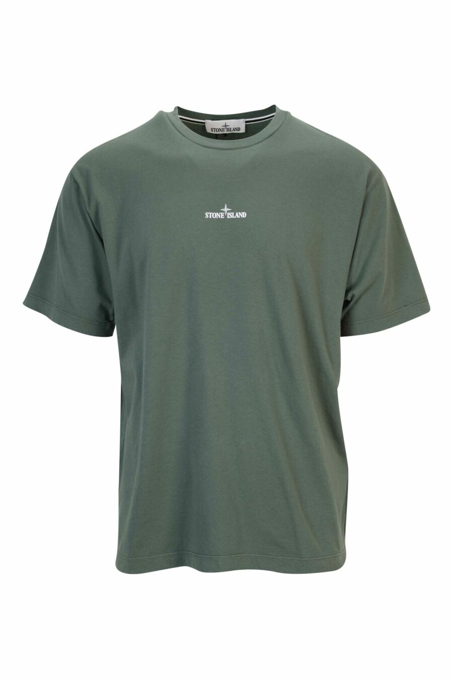 Camiseta verde militar con minilogo centrado blanco - 8052572928543 scaled