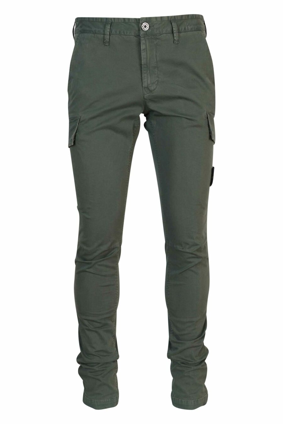Military green skinny cargo cargo trousers with logo compass patch - 8052572930263 scaled