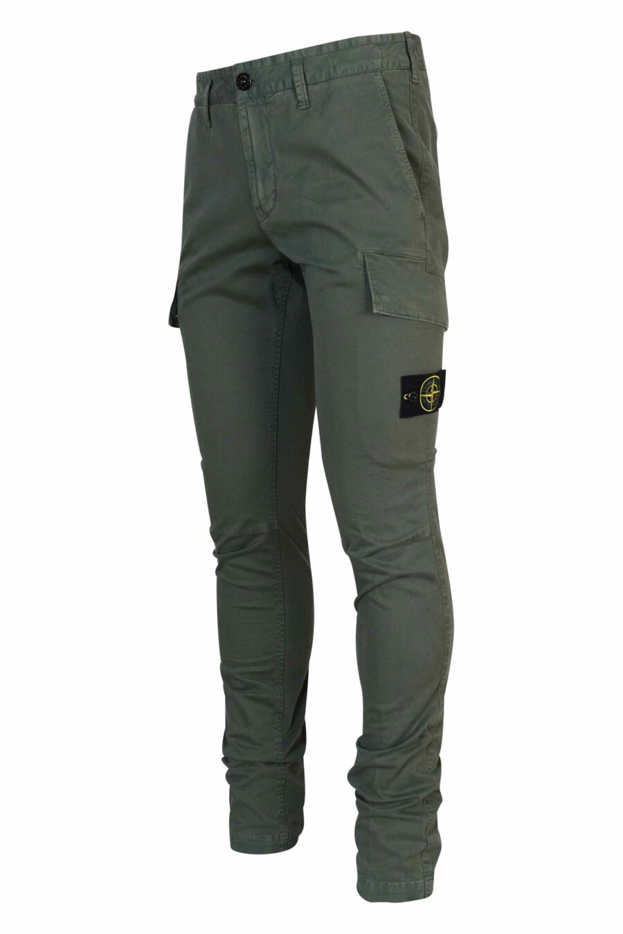 Military green skinny cargo trousers with logo compass patch - 8052572930263 1 scaled