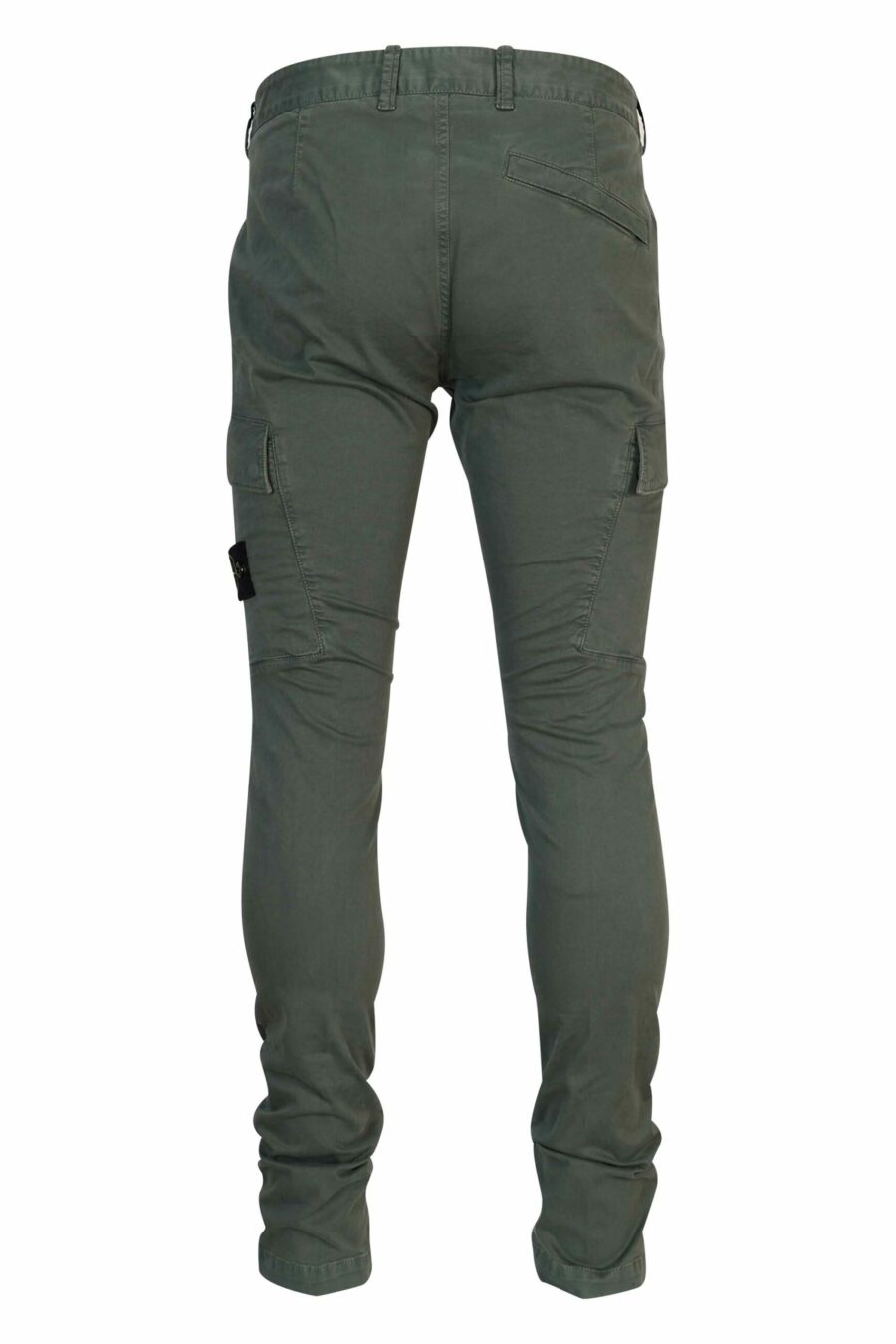 Pantalón verde militar "skinny" estilo cargo con logo parche brújula - 8052572930263 2 scaled