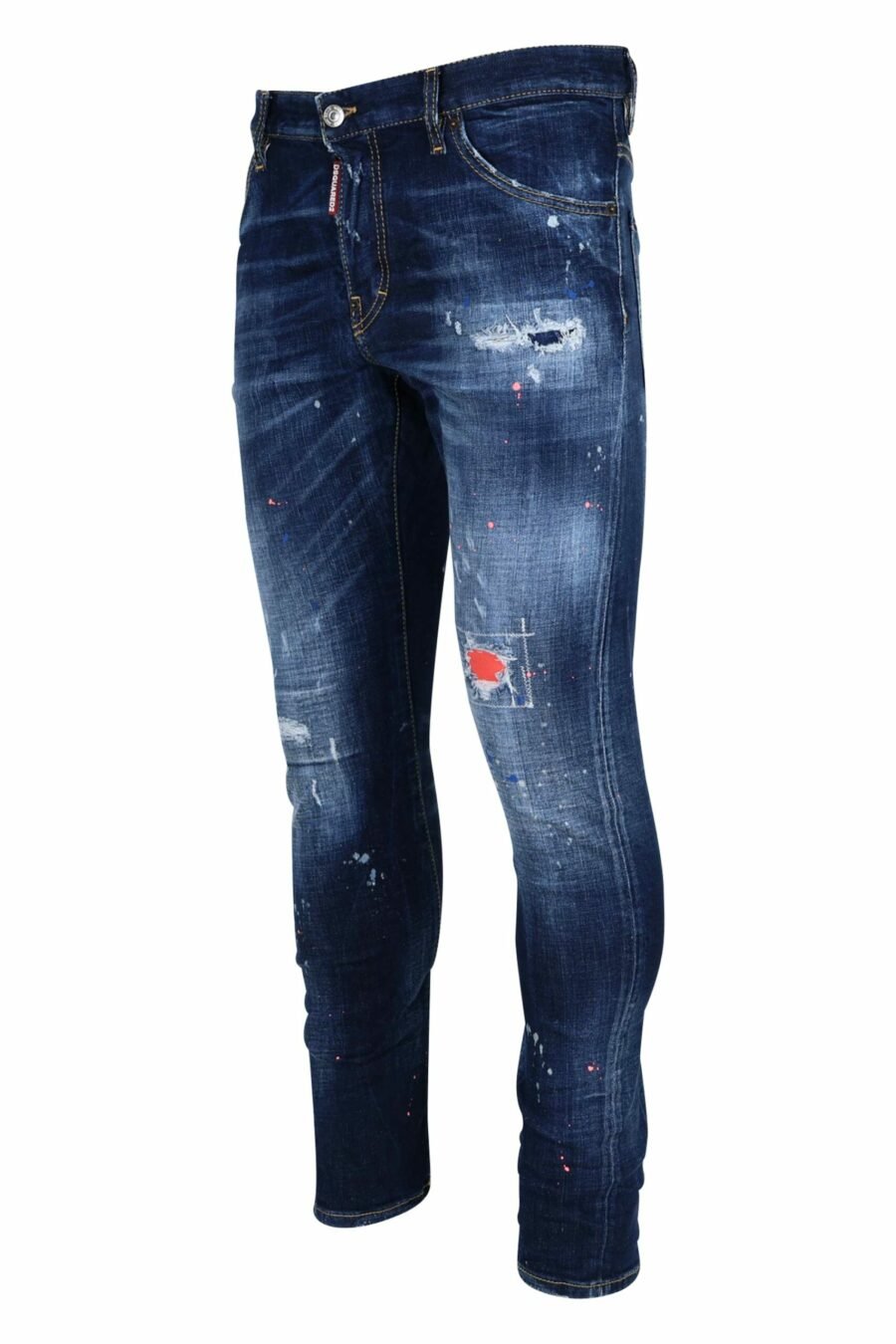 Pantalón vaquero azul "sexy twist jean" desgastado con pintura naranja - 8054148308292 1 scaled