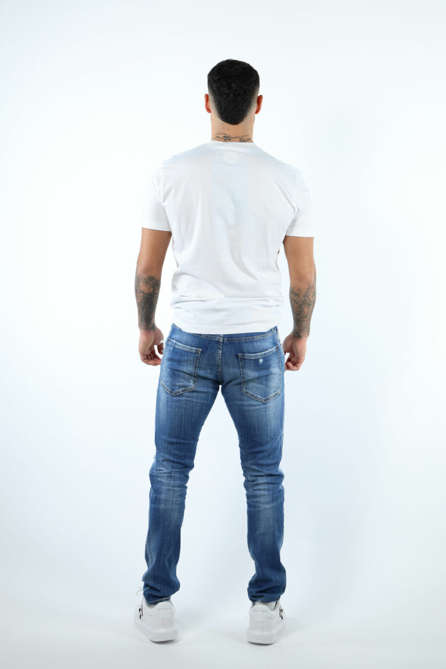 Light blue "cool guy jean" trousers with semi-slits and semi-worn - 8054148313456 1