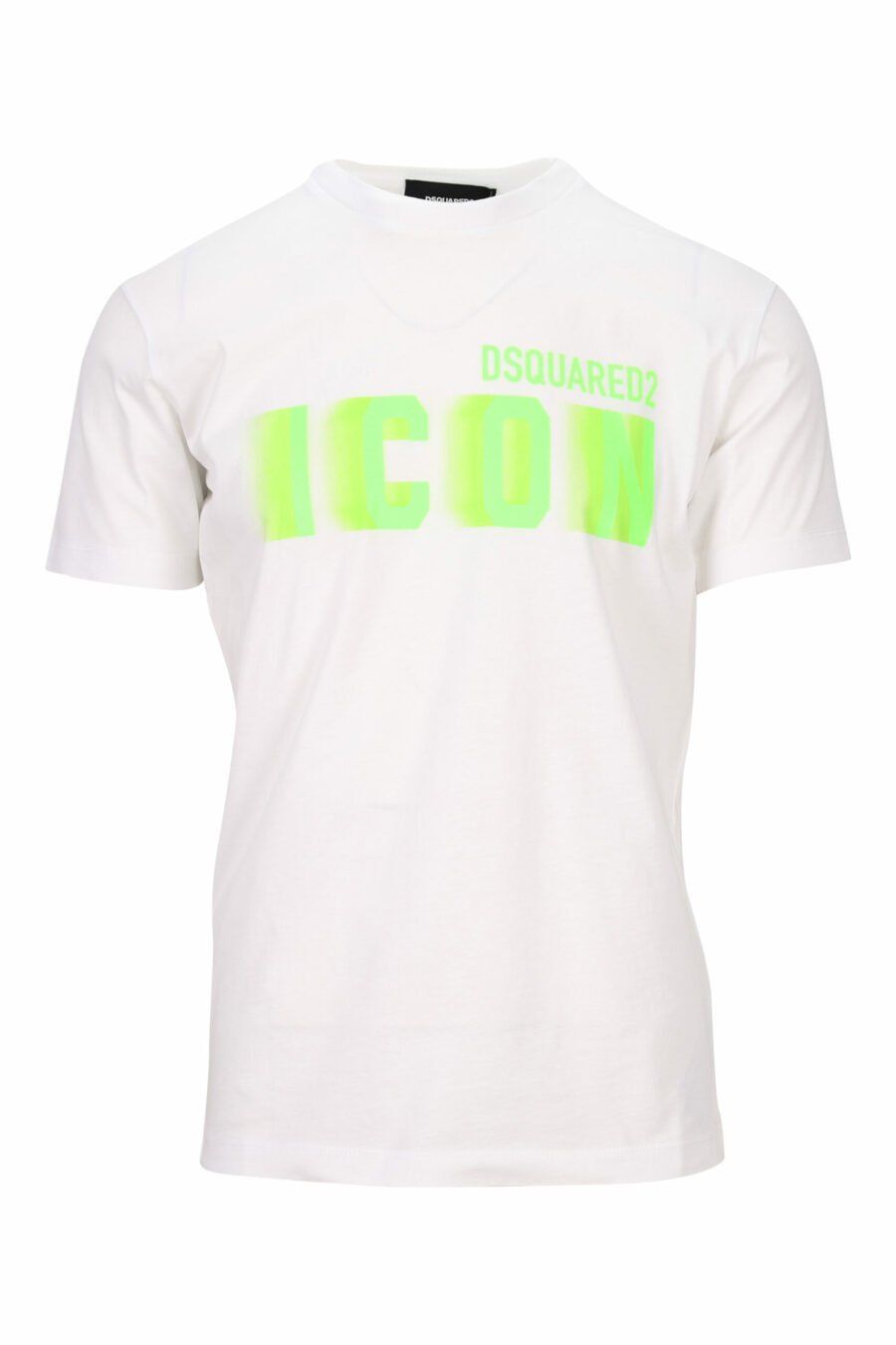 Weißes T-Shirt mit neongrünem, verschwommenem "Icon"-Maxilogo - 8054148358914 skaliert