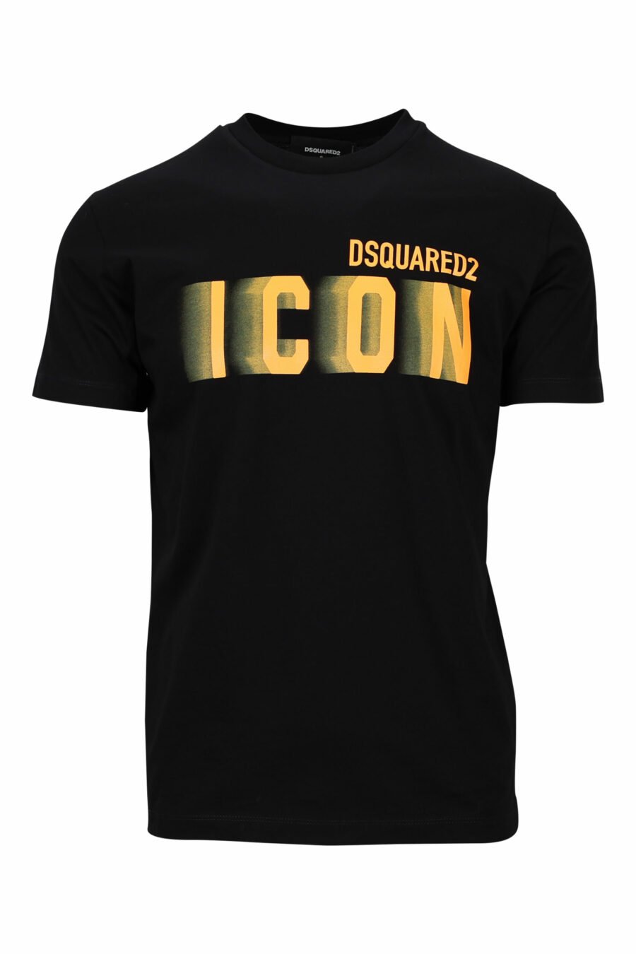 Schwarzes T-Shirt mit neonorangem, verschwommenem "Icon"-Maxilogo - 8054148359195 skaliert
