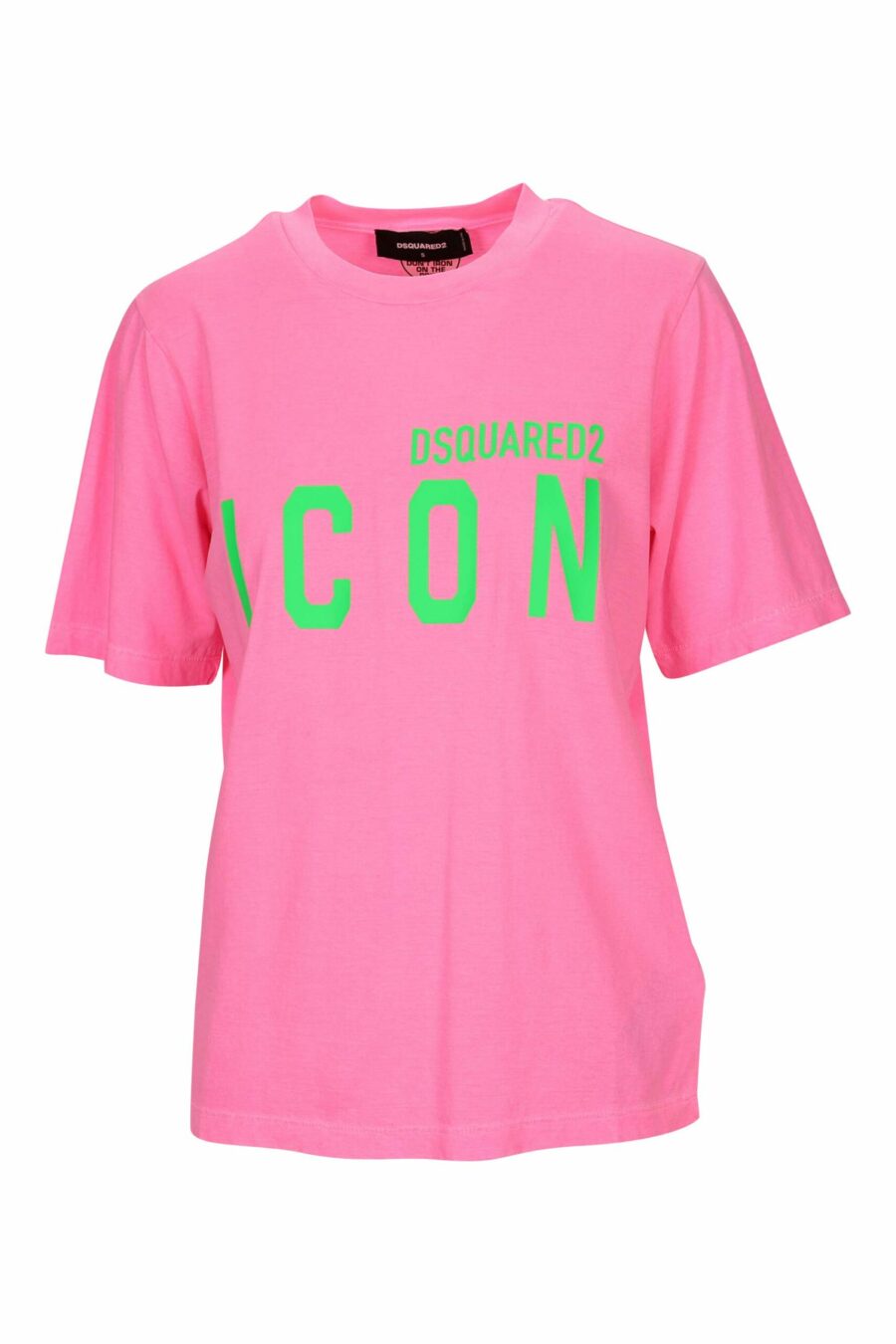 Fuchsiafarbenes T-Shirt mit neongrünem Logo - 8054148405106 skaliert
