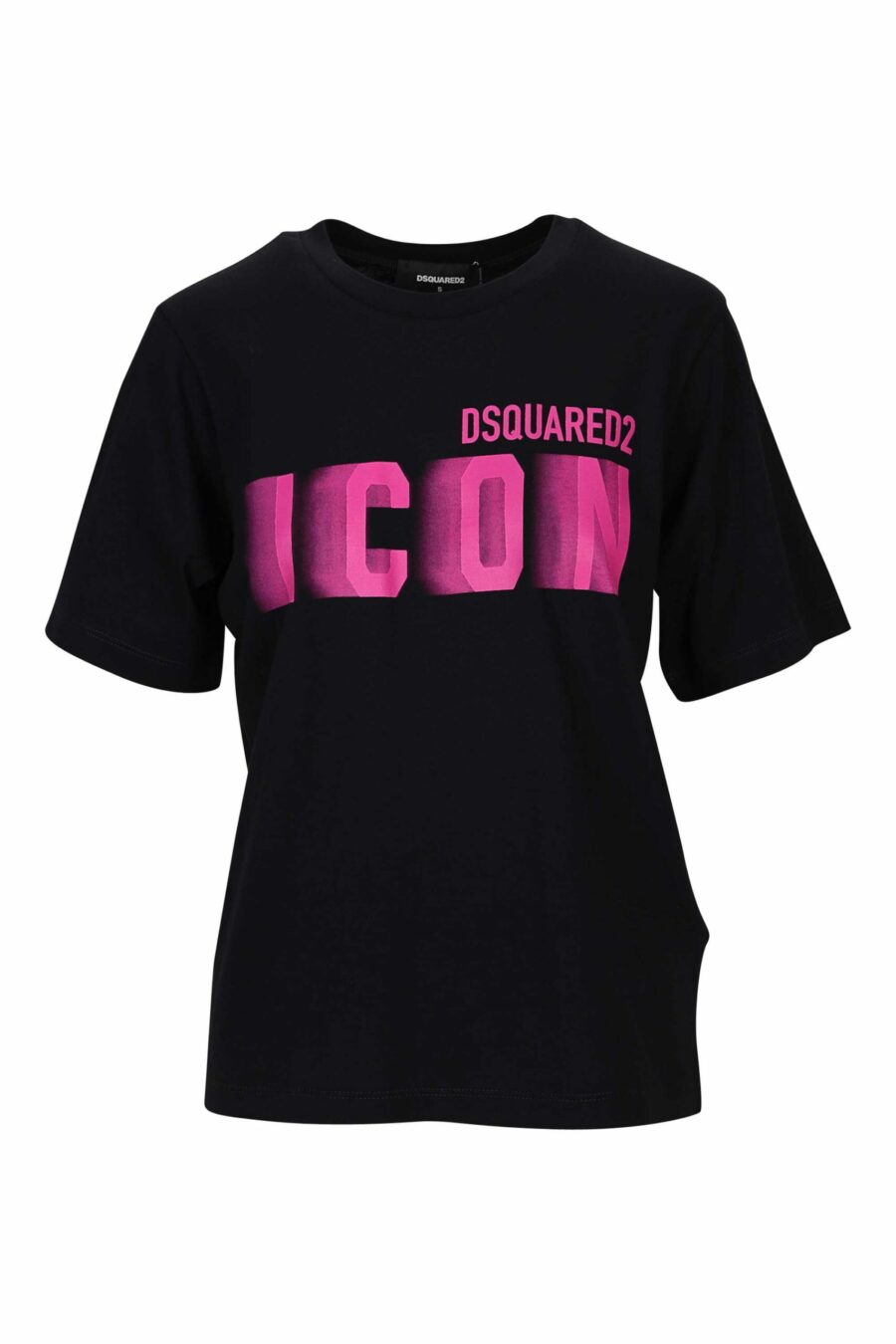Black T-shirt with fuchsia neon blurred logo - 8054148406530 scaled
