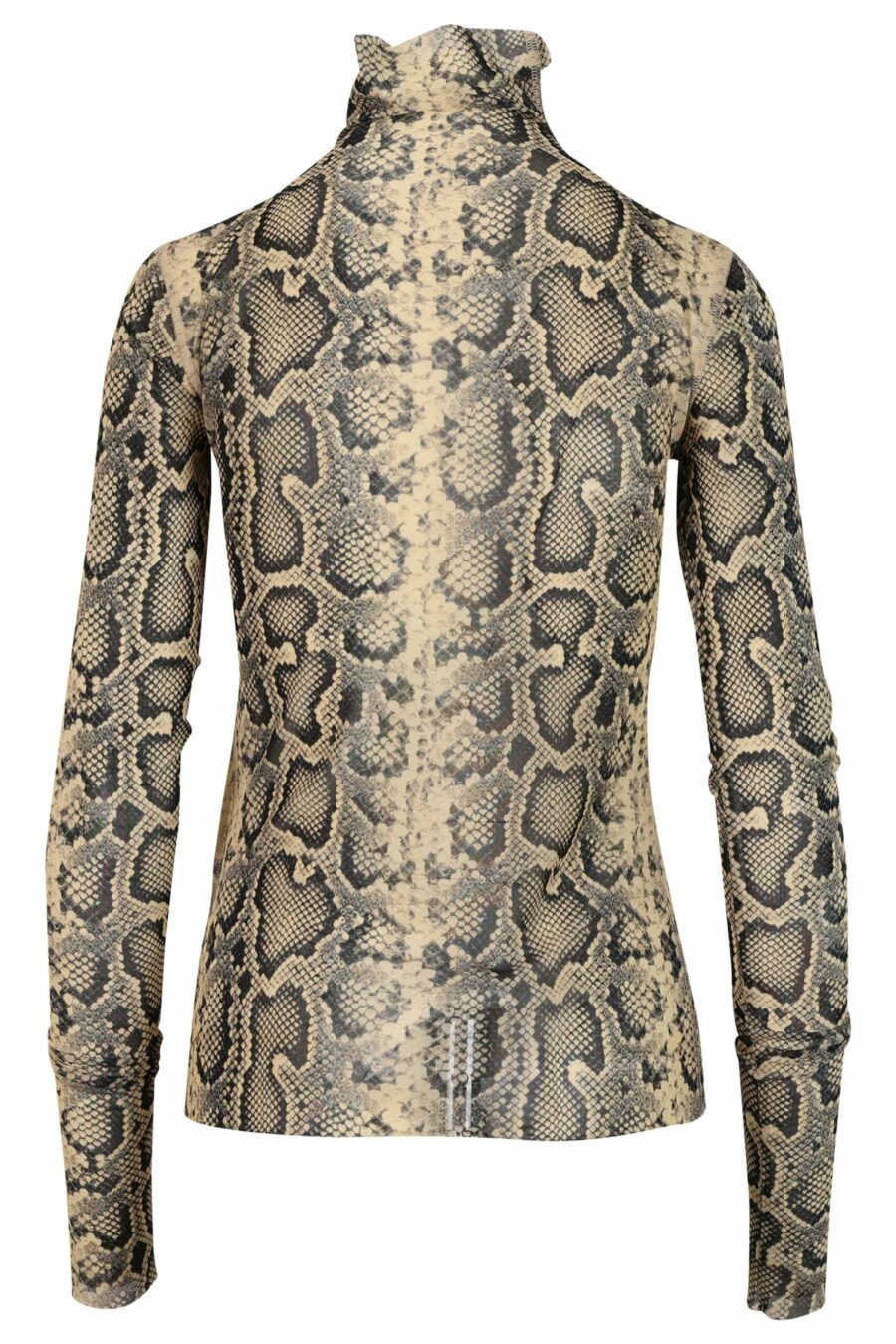 Beige T-shirt with snake print, long sleeves and semi-transparent - 8054943306899 2 scaled