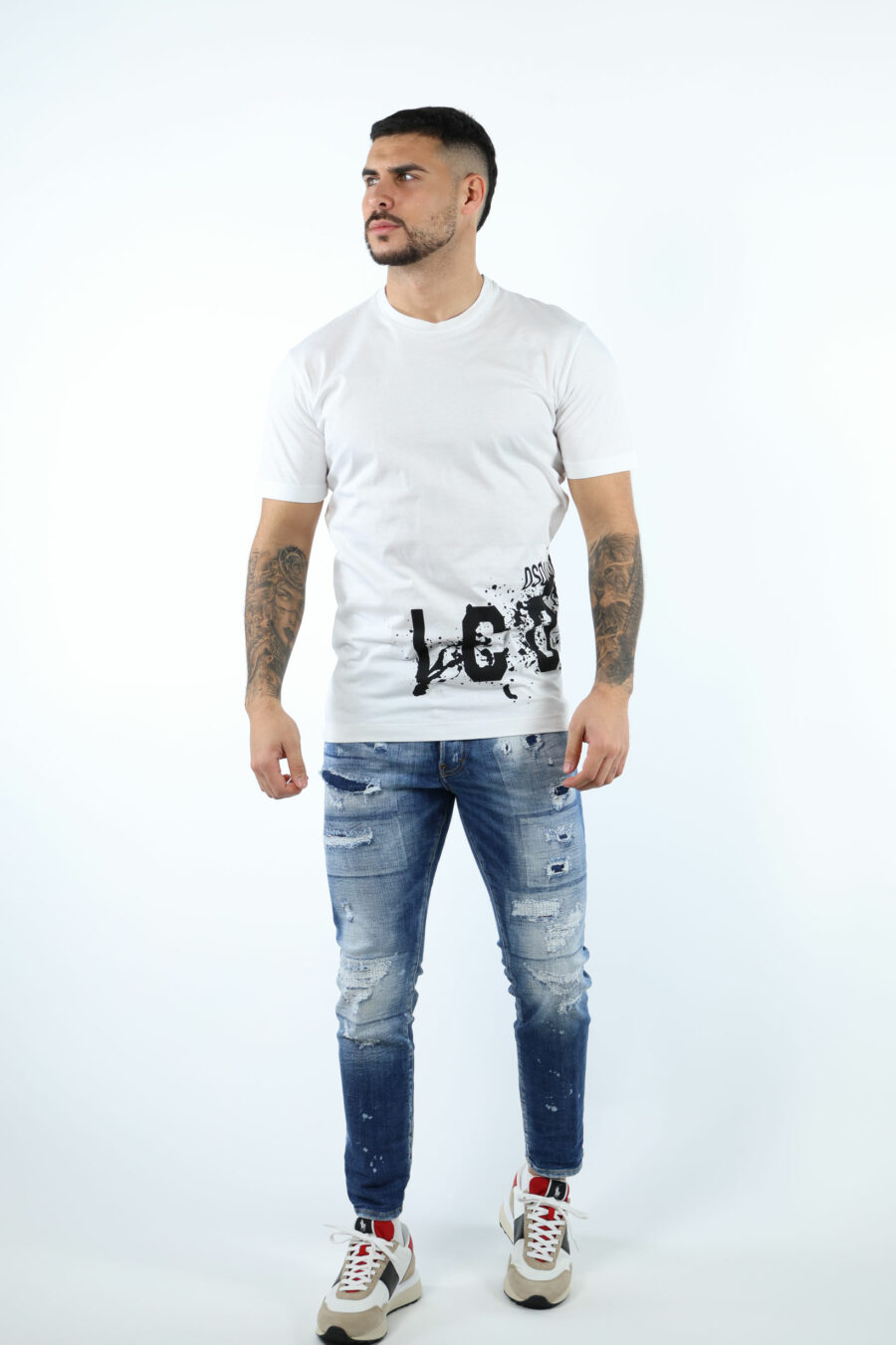 T-shirt branca com maxilogo "icon splash" por baixo - 106668