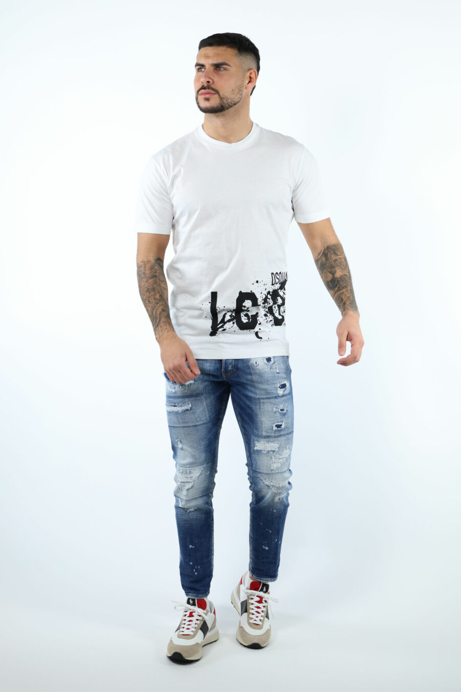 White t-shirt with "icon splash" maxilogo underneath - 106669