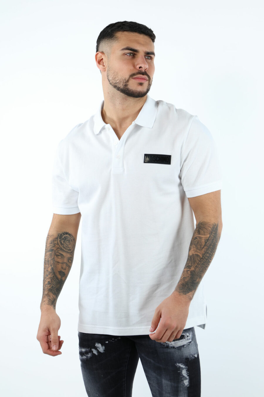White polo shirt with black mini-logo label - 106746 1
