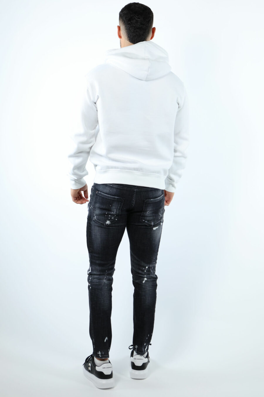 Black "skater jean" trousers with rips and semi-worn - 106774
