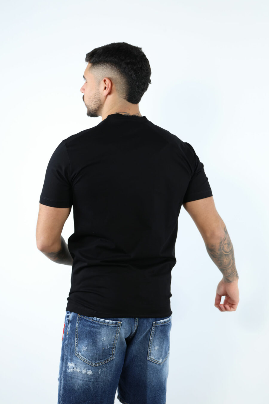 T-shirt preta com carimbos do logótipo "icon" - 106838